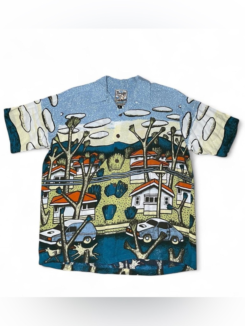 VTG RARE Suburbia Loud shirt by Mambo 1998 Blue Artistic Shirt Size L Oversized